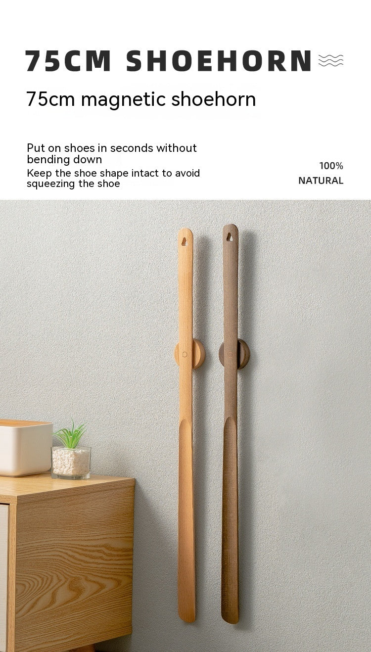 Household Lengthened Beech Magnetic Shoehorn